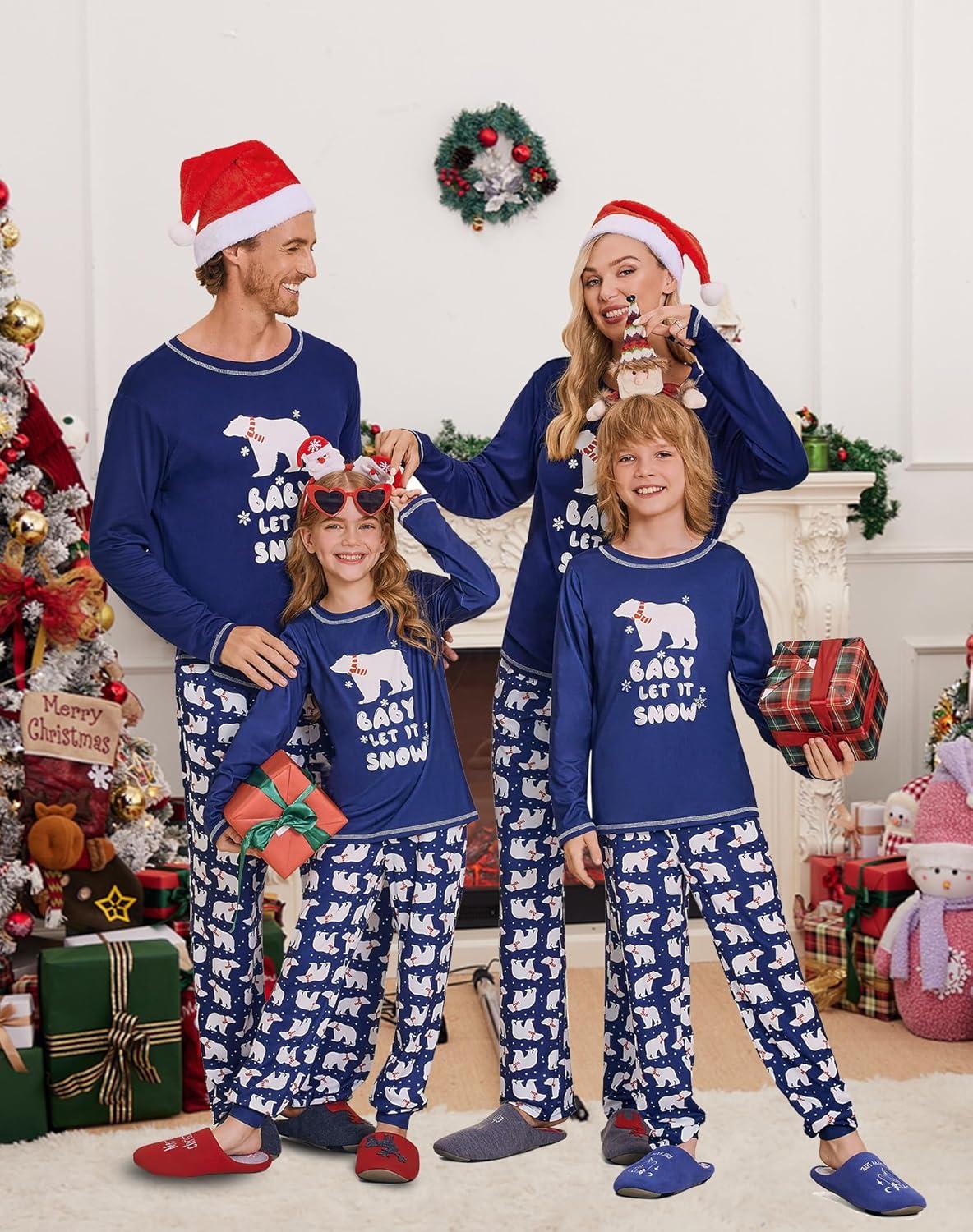 imageEkouaer Matching Family Sets Christmas Pajamas Set Xmas PJS Sleepwear Soft Christmas Matching JammiesNavy Polar Bear