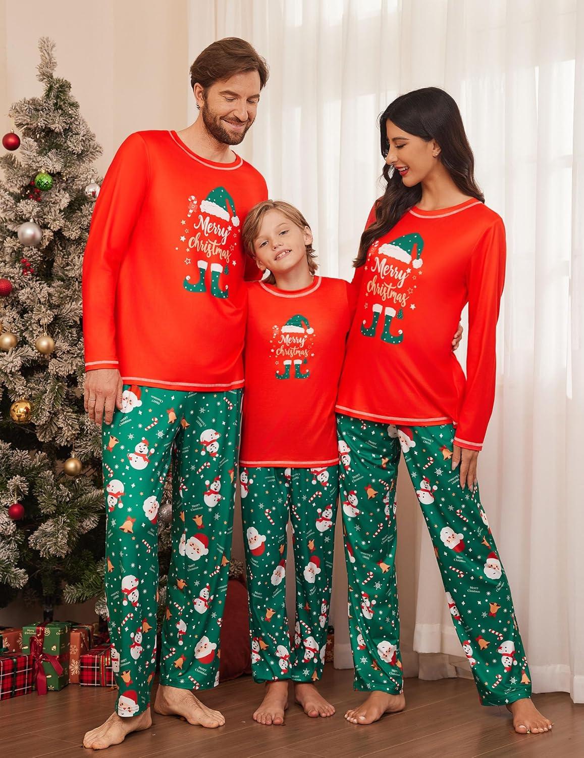 imageEkouaer Matching Family Sets Christmas Pajamas Set Xmas PJS Sleepwear Soft Christmas Matching JammiesRed Christmas