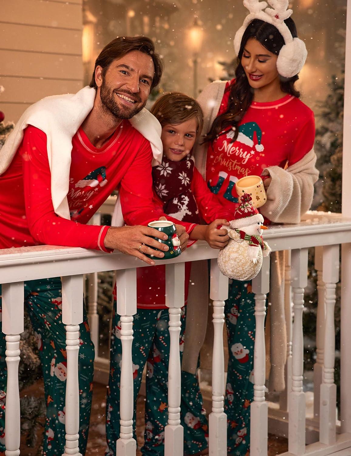 imageEkouaer Matching Family Sets Christmas Pajamas Set Xmas PJS Sleepwear Soft Christmas Matching JammiesRed Christmas
