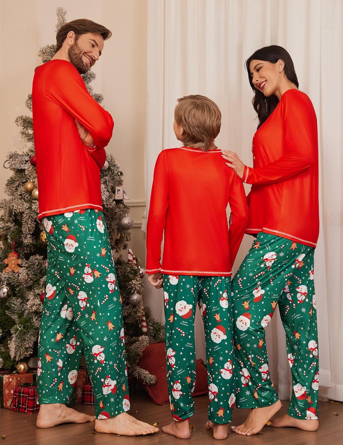 imageEkouaer Matching Family Sets Christmas Pajamas Set Xmas PJS Sleepwear Soft Christmas Matching JammiesRed Christmas