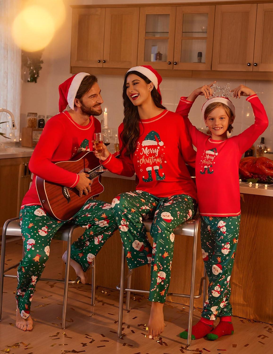 imageEkouaer Matching Family Sets Christmas Pajamas Set Xmas PJS Sleepwear Soft Christmas Matching JammiesRed Christmas