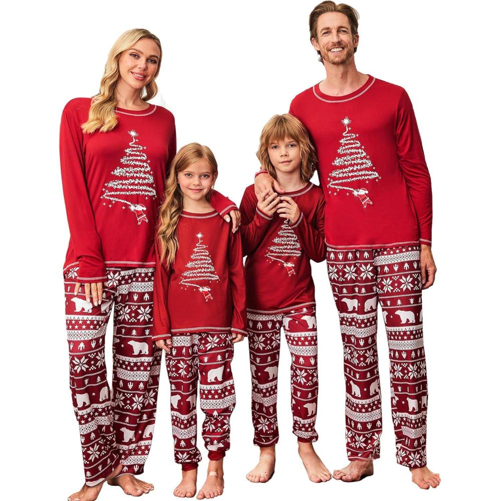 imageEkouaer Matching Family Sets Christmas Pajamas Set Xmas PJS Sleepwear Soft Christmas Matching Jammies01 Red Santa Claus
