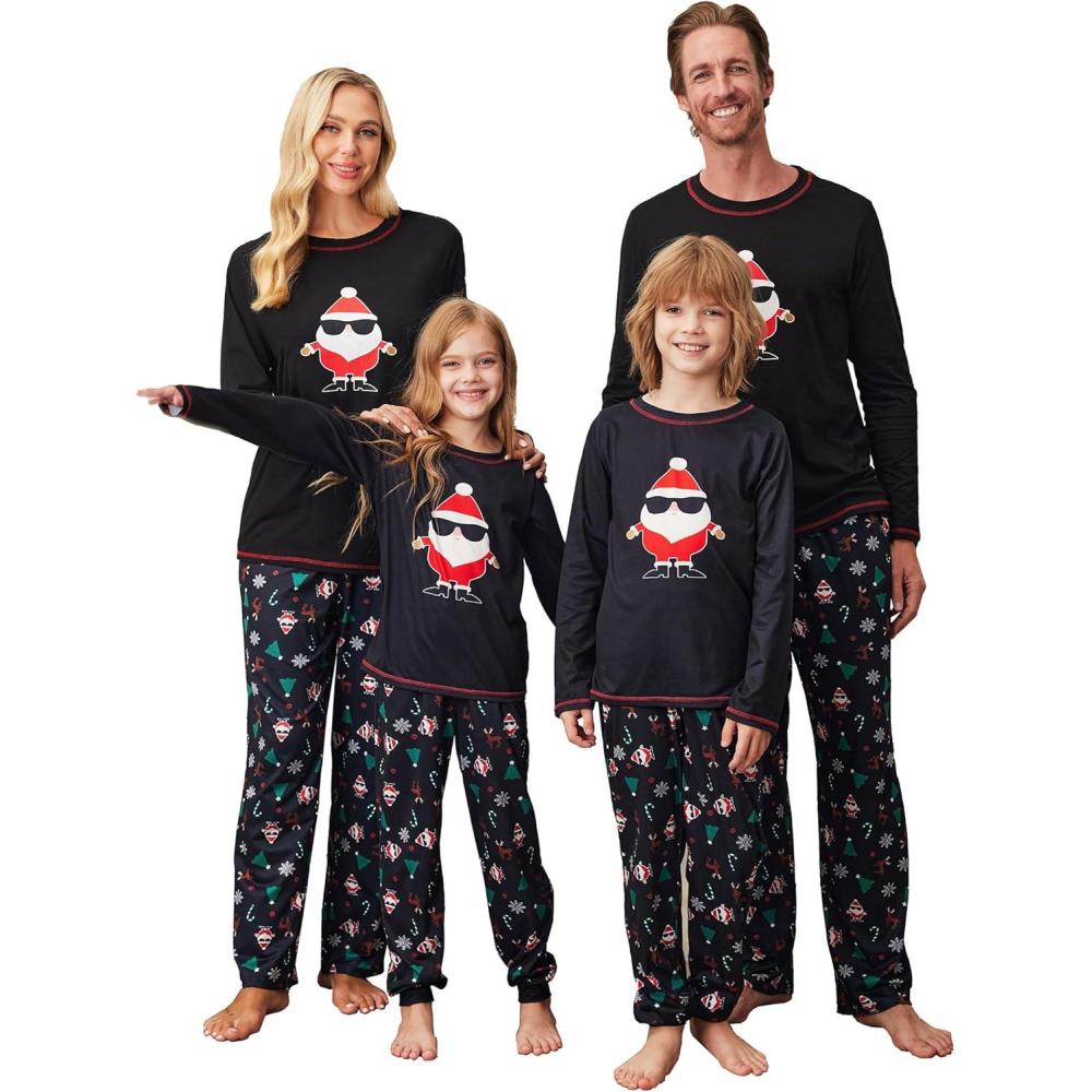 imageEkouaer Matching Family Sets Christmas Pajamas Set Xmas PJS Sleepwear Soft Christmas Matching JammiesNaughty Santa Claus
