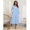 imageEkouaer Womens Long Sleeve Nightgown Full Length Pajama Dress with Pockets V Neck Nightshirts Lace Trim SleepwearBlue Florals