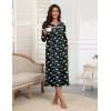 imageEkouaer Womens Long Sleeve Nightgown Full Length Pajama Dress with Pockets V Neck Nightshirts Lace Trim SleepwearFloral Green