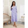 imageEkouaer Womens Long Sleeve Nightgown Full Length Pajama Dress with Pockets V Neck Nightshirts Lace Trim SleepwearFloral Purple