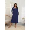 imageEkouaer Womens Long Sleeve Nightgown Full Length Pajama Dress with Pockets V Neck Nightshirts Lace Trim SleepwearNavy Blue