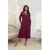 imageEkouaer Womens Long Sleeve Nightgown Full Length Pajama Dress with Pockets V Neck Nightshirts Lace Trim SleepwearWine Red