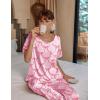 imageEkouaer Womens Satin Silky Pajama Set Short Sleeve Shirt with Long Pajama Pant Set Soft PJ LoungewearBow