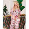 imageEkouaer Womens Satin Silky Pajama Set Short Sleeve Shirt with Long Pajama Pant Set Soft PJ LoungewearChristmas