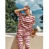 imageEkouaer Womens Satin Silky Pajama Set Short Sleeve Shirt with Long Pajama Pant Set Soft PJ LoungewearStriped Teddy