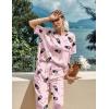 imageEkouaer Womens Satin Silky Pajama Set Short Sleeve Shirt with Long Pajama Pant Set Soft PJ LoungewearWine Glass
