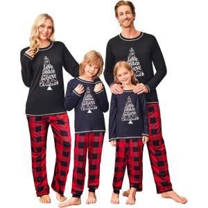 imageEkouaer Matching Family Sets Christmas Pajamas Set Xmas PJS Sleepwear Soft Christmas Matching JammiesChristmas Tree Plaid
