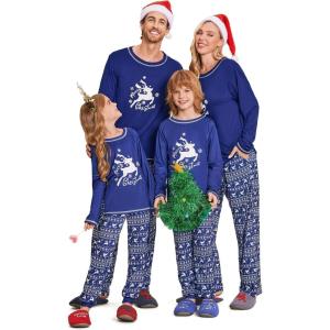 imageEkouaer Matching Family Sets Christmas Pajamas Set Xmas PJS Sleepwear Soft Christmas Matching JammiesNavy Elk Snowflake