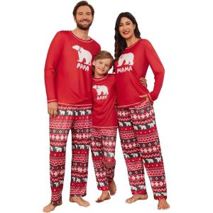 imageEkouaer Matching Family Sets Christmas Pajamas Set Xmas PJS Sleepwear Soft Christmas Matching JammiesRed