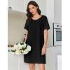 imageEkouaer Cotton Nightgowns for Women Short Sleeve Sleep Shirts Pleated Night Shirts Soft Crew Neck Night GownBlack