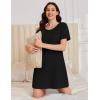 imageEkouaer Cotton Nightgowns for Women Short Sleeve Sleep Shirts Pleated Night Shirts Soft Crew Neck Night GownBlack