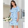 imageEkouaer Cotton Nightgowns for Women Short Sleeve Sleep Shirts Pleated Night Shirts Soft Crew Neck Night GownBlue Star Moon