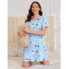 imageEkouaer Cotton Nightgowns for Women Short Sleeve Sleep Shirts Pleated Night Shirts Soft Crew Neck Night GownBlue Star Moon