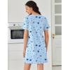 imageEkouaer Cotton Nightgowns for Women Short Sleeve Sleep Shirts Pleated Night Shirts Soft Crew Neck Night GownBlue Star Moon