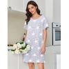 imageEkouaer Cotton Nightgowns for Women Short Sleeve Sleep Shirts Pleated Night Shirts Soft Crew Neck Night GownGrey Star