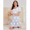 imageEkouaer Cotton Nightgowns for Women Short Sleeve Sleep Shirts Pleated Night Shirts Soft Crew Neck Night GownGrey Star