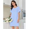 imageEkouaer Cotton Nightgowns for Women Short Sleeve Sleep Shirts Pleated Night Shirts Soft Crew Neck Night GownLight Blue