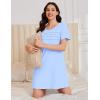 imageEkouaer Cotton Nightgowns for Women Short Sleeve Sleep Shirts Pleated Night Shirts Soft Crew Neck Night GownLight Blue