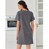imageEkouaer Cotton Nightgowns for Women Short Sleeve Sleep Shirts Pleated Night Shirts Soft Crew Neck Night GownMedium Grey