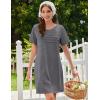 imageEkouaer Cotton Nightgowns for Women Short Sleeve Sleep Shirts Pleated Night Shirts Soft Crew Neck Night GownMedium Grey