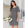 imageEkouaer Cotton Nightgowns for Women Short Sleeve Sleep Shirts Pleated Night Shirts Soft Crew Neck Night GownMedium Grey