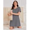 imageEkouaer Cotton Nightgowns for Women Short Sleeve Sleep Shirts Pleated Night Shirts Soft Crew Neck Night GownMedium Grey