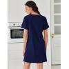 imageEkouaer Cotton Nightgowns for Women Short Sleeve Sleep Shirts Pleated Night Shirts Soft Crew Neck Night GownNavy Blue
