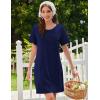 imageEkouaer Cotton Nightgowns for Women Short Sleeve Sleep Shirts Pleated Night Shirts Soft Crew Neck Night GownNavy Blue