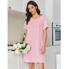 imageEkouaer Cotton Nightgowns for Women Short Sleeve Sleep Shirts Pleated Night Shirts Soft Crew Neck Night GownPink