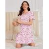 imageEkouaer Cotton Nightgowns for Women Short Sleeve Sleep Shirts Pleated Night Shirts Soft Crew Neck Night GownPink Floral