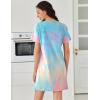imageEkouaer Cotton Nightgowns for Women Short Sleeve Sleep Shirts Pleated Night Shirts Soft Crew Neck Night GownPink Tiedye