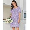 imageEkouaer Cotton Nightgowns for Women Short Sleeve Sleep Shirts Pleated Night Shirts Soft Crew Neck Night GownPurple Flowers