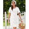 imageEkouaer Cotton Nightgowns for Women Short Sleeve Sleep Shirts Pleated Night Shirts Soft Crew Neck Night GownWhite Floral
