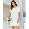 imageEkouaer Cotton Nightgowns for Women Short Sleeve Sleep Shirts Pleated Night Shirts Soft Crew Neck Night GownWhite Floral