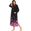 imageEkouaer Nightgowns for Women Cotton Nightgown Long Sleeve Hooded Night Gown Contrast Color Full Length Loungewear with PocketBlack Cherry Blossoms
