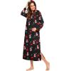 imageEkouaer Nightgowns for Women Cotton Nightgown Long Sleeve Hooded Night Gown Contrast Color Full Length Loungewear with PocketBlack Christmas Print