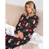 imageEkouaer Nightgowns for Women Cotton Nightgown Long Sleeve Hooded Night Gown Contrast Color Full Length Loungewear with PocketBlack Christmas Print