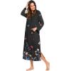 imageEkouaer Nightgowns for Women Cotton Nightgown Long Sleeve Hooded Night Gown Contrast Color Full Length Loungewear with PocketBlack Colorful Butterfly