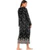 imageEkouaer Nightgowns for Women Cotton Nightgown Long Sleeve Hooded Night Gown Contrast Color Full Length Loungewear with PocketBlack Flowers