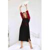 imageEkouaer Nightgowns for Women Cotton Nightgown Long Sleeve Hooded Night Gown Contrast Color Full Length Loungewear with PocketBlackRed