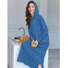 imageEkouaer Nightgowns for Women Cotton Nightgown Long Sleeve Hooded Night Gown Contrast Color Full Length Loungewear with PocketBlue Dog Footprints