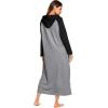 imageEkouaer Nightgowns for Women Cotton Nightgown Long Sleeve Hooded Night Gown Contrast Color Full Length Loungewear with PocketDark Grey