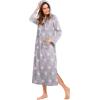 imageEkouaer Nightgowns for Women Cotton Nightgown Long Sleeve Hooded Night Gown Contrast Color Full Length Loungewear with PocketGrey Pink Stras