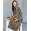 imageEkouaer Nightgowns for Women Cotton Nightgown Long Sleeve Hooded Night Gown Contrast Color Full Length Loungewear with PocketLeopard